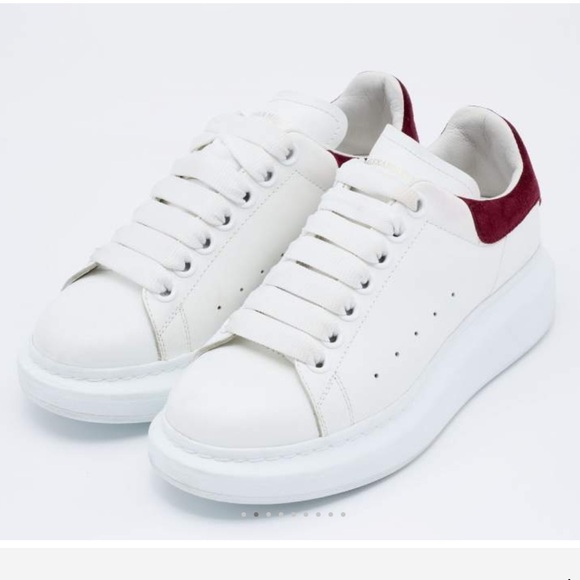 Alexander McQueen White LeatherOversized Low Top Sneakers